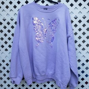 Holo Butterfly Graphic Sweatshirt